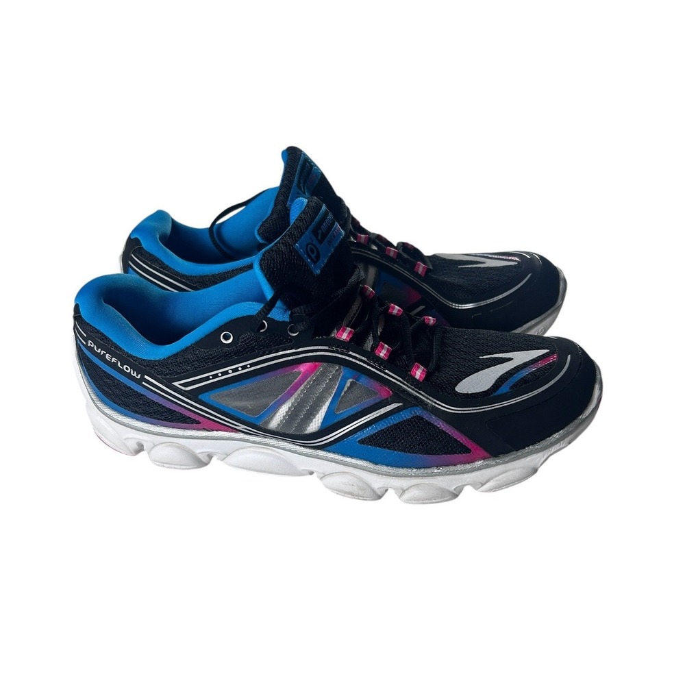 Brooks PureFlow 3 Womens Running Shoes Black Blue Pink 1400141D053‎ Size 5.5 D